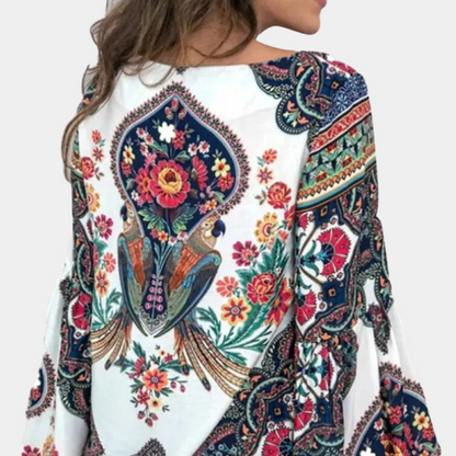 Farah - Dames blouse met open hals en volumemouwen