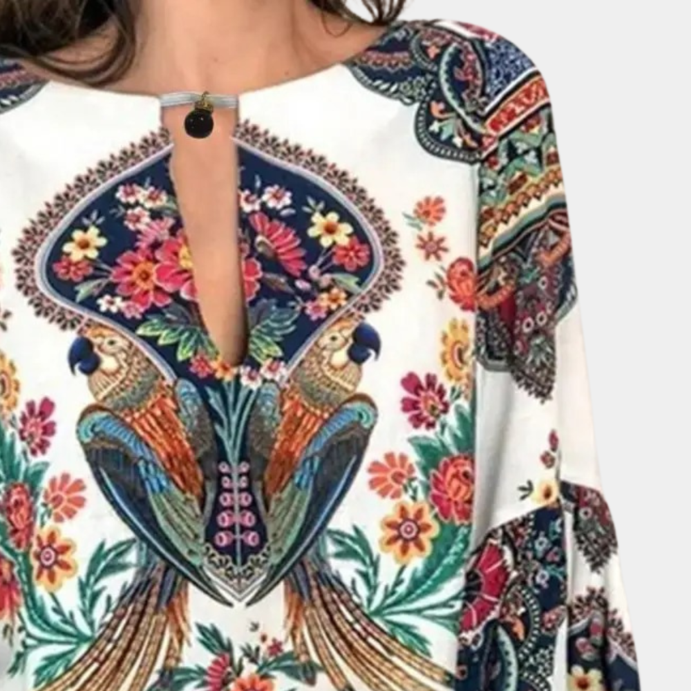 Farah - Dames blouse met open hals en volumemouwen