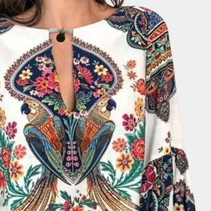 Farah - Dames blouse met open hals en volumemouwen