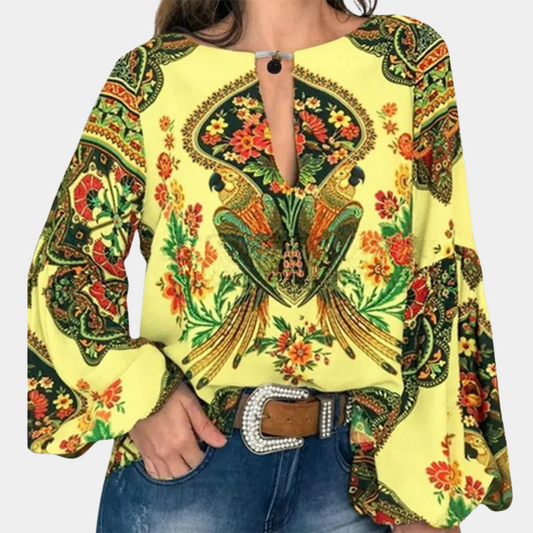 Farah - Dames blouse met open hals en volumemouwen