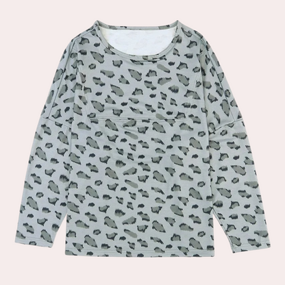 Nova - Losvallende casual top met luipaardprint