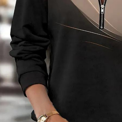 Rhoswen - Gradiënt sweater met lange mouwen en zip-up voor dames