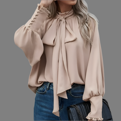Rafaela - Damesblouse met lange mouwen en strik