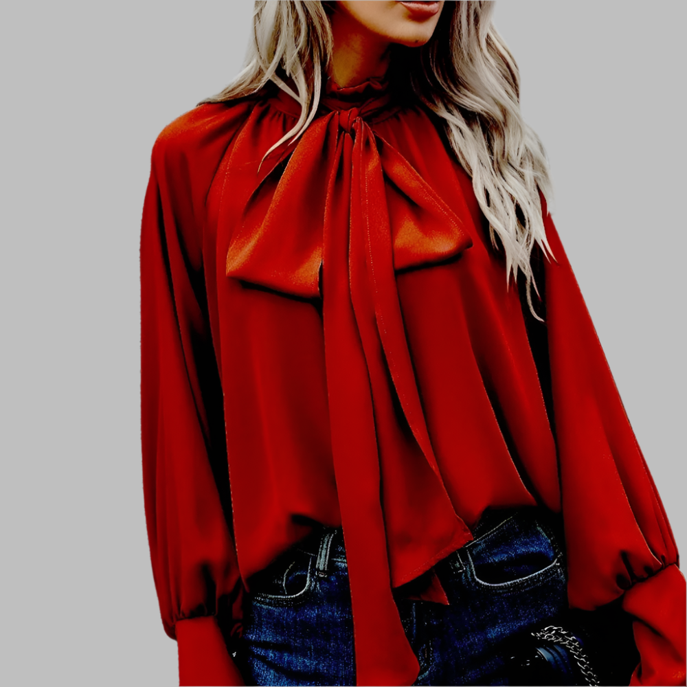 Rafaela - Damesblouse met lange mouwen en strik