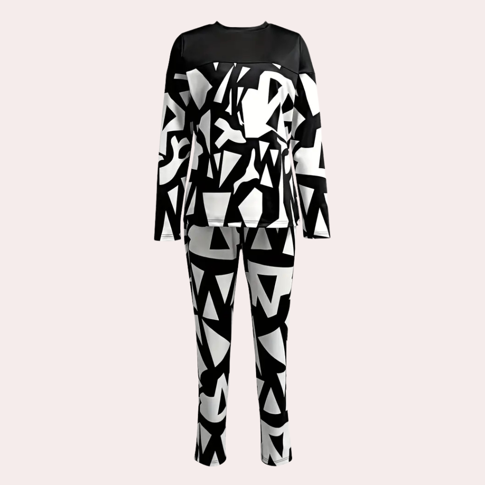 Callidora - Tweedelige loungeset met geometrische print voor dames