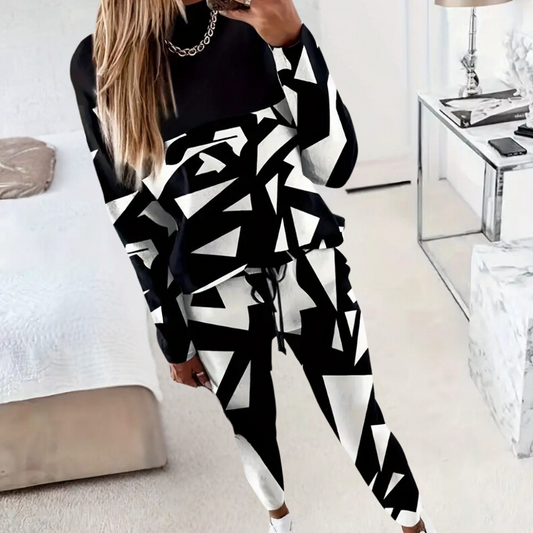 Callidora - Tweedelige loungeset met geometrische print voor dames