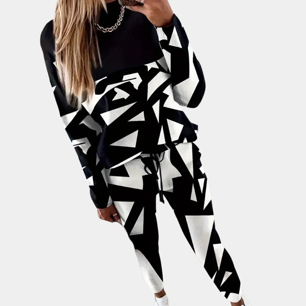 Callidora - Tweedelige loungeset met geometrische print voor dames