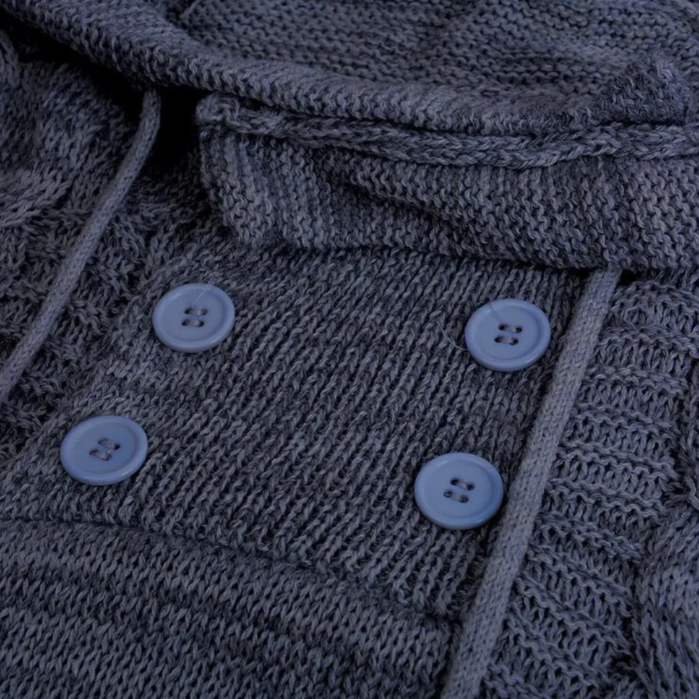 Jairus - Gebreide capuchontrui voor heren met knoopdetails