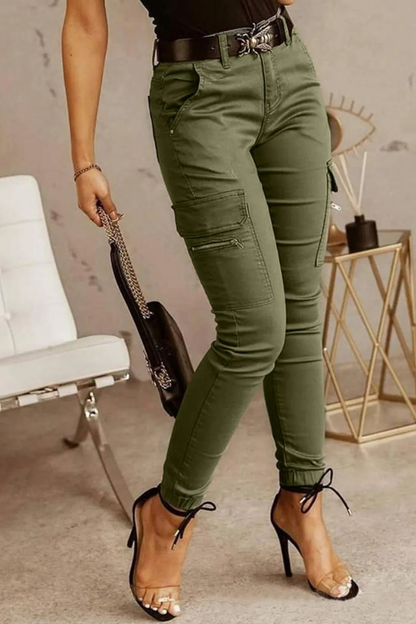 Samuela - Dames cargobroek met high waist en tapered fit