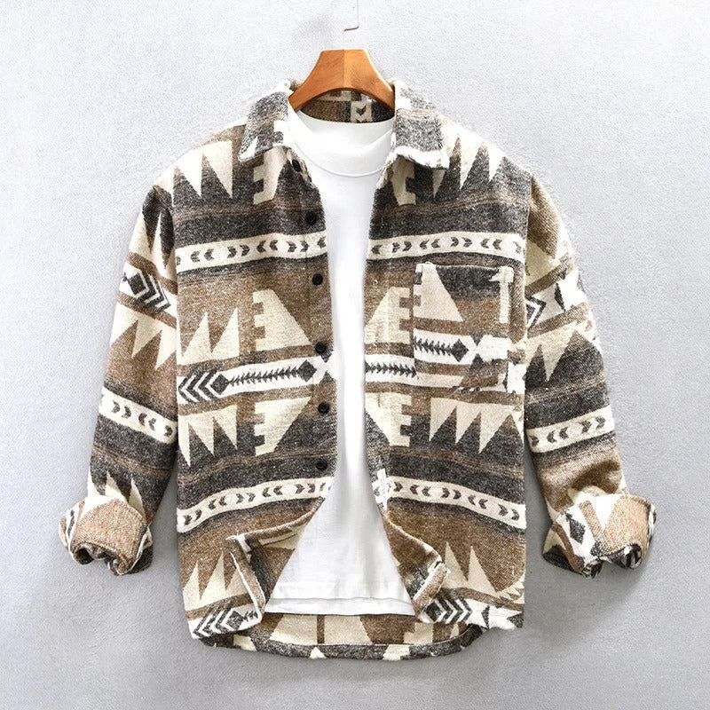 Emory - Heren fleece overhemd met knoopsluiting en geometrisch patroon
