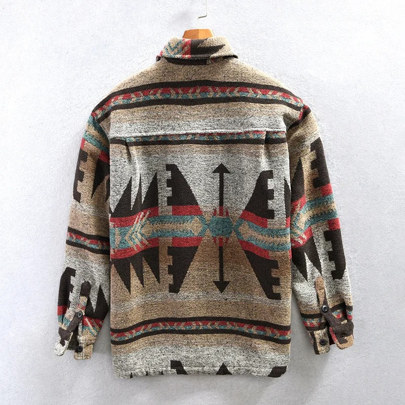 Emory - Heren fleece overhemd met knoopsluiting en geometrisch patroon