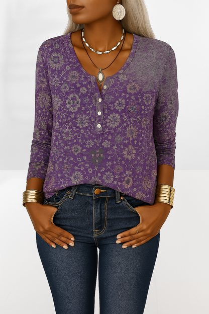 Patrizia - Dames top met oosterse print en knoopdetail
