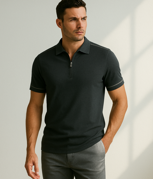Bingham | Polo Shirt met korte mouwen en rits