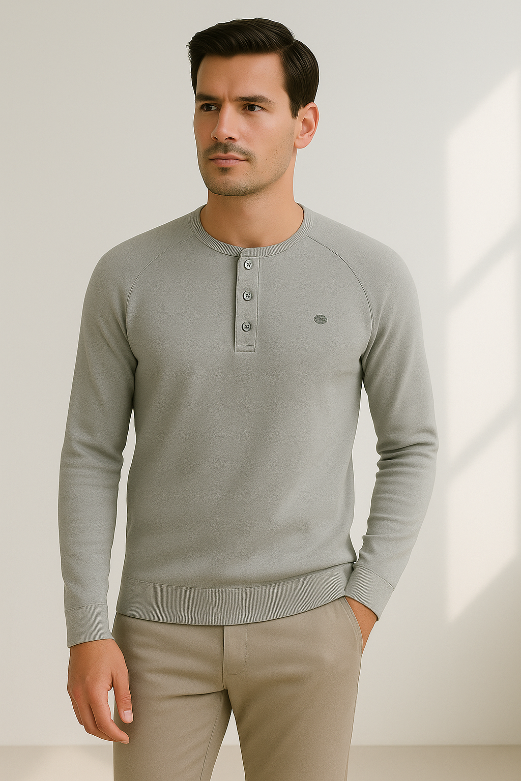 Geo | Longsleeve ronde hals knopen