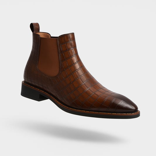 Finnick | Heren enkellaars van leer met gestructureerd ontwerp