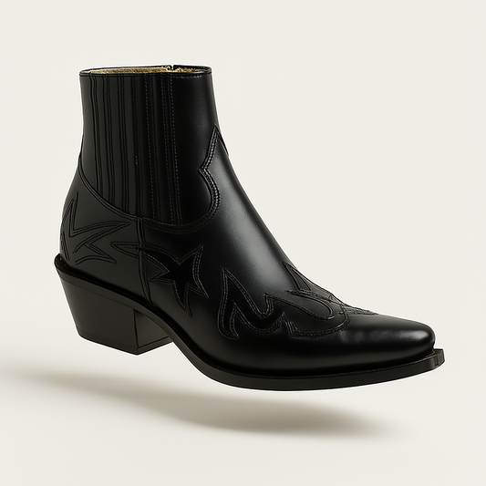 Boetz | Vintage lederen cowgirl laarsjes bruin zwart
