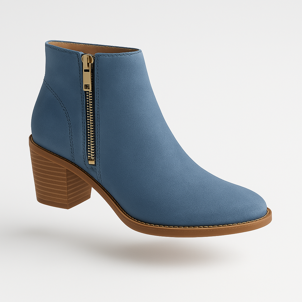 Celeste | Comfortabele halfhoge suede laarsjes met rits en kleine hak