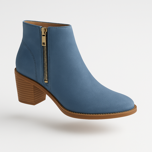 Celeste | Comfortabele halfhoge suede laarsjes met rits en kleine hak