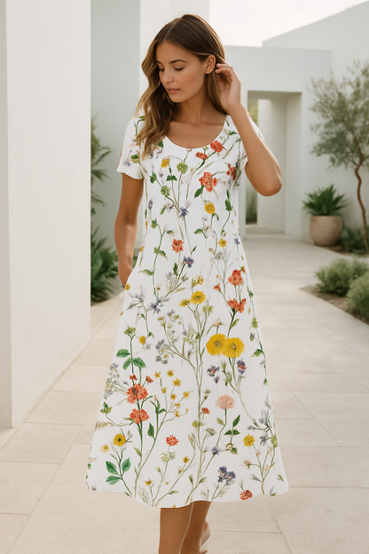Florella | Dames zomerjurk met korte mouw en bloemenprint