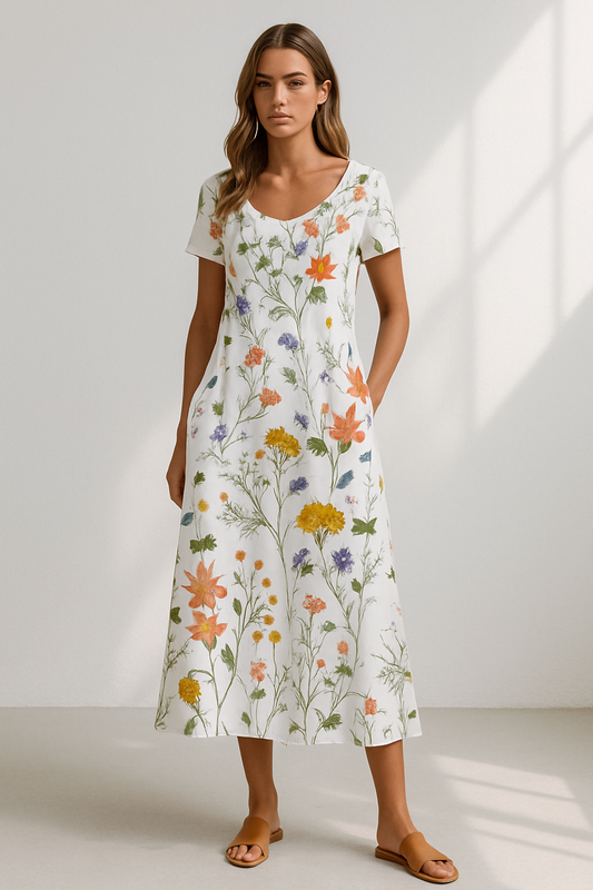 Florella | Dames zomerjurk met korte mouw en bloemenprint