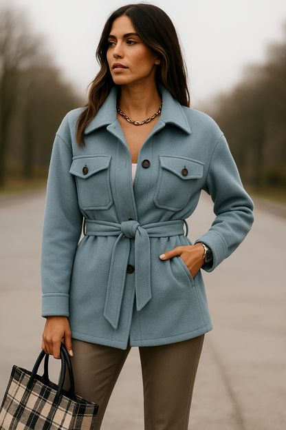 Arna - Stijlvolle damesjas met knopen en voorzakken