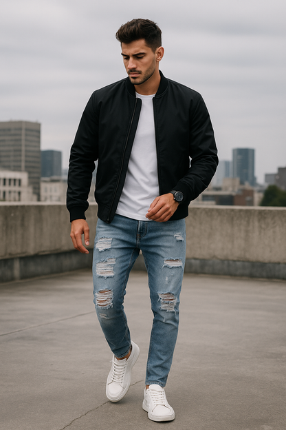 Heren Casual Slim Fit Gescheurde Jeans in Straatstijl - Marcelo