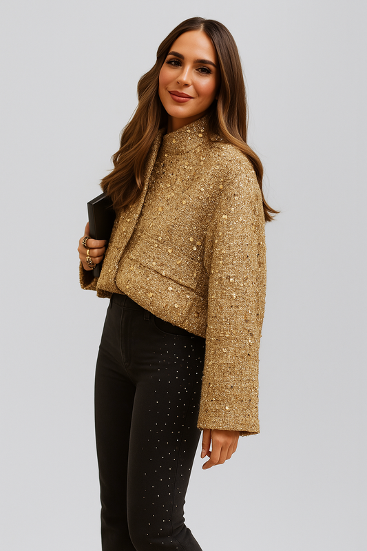 Janah | Verfijnde Blazer Versierd Met Gouden Glitters