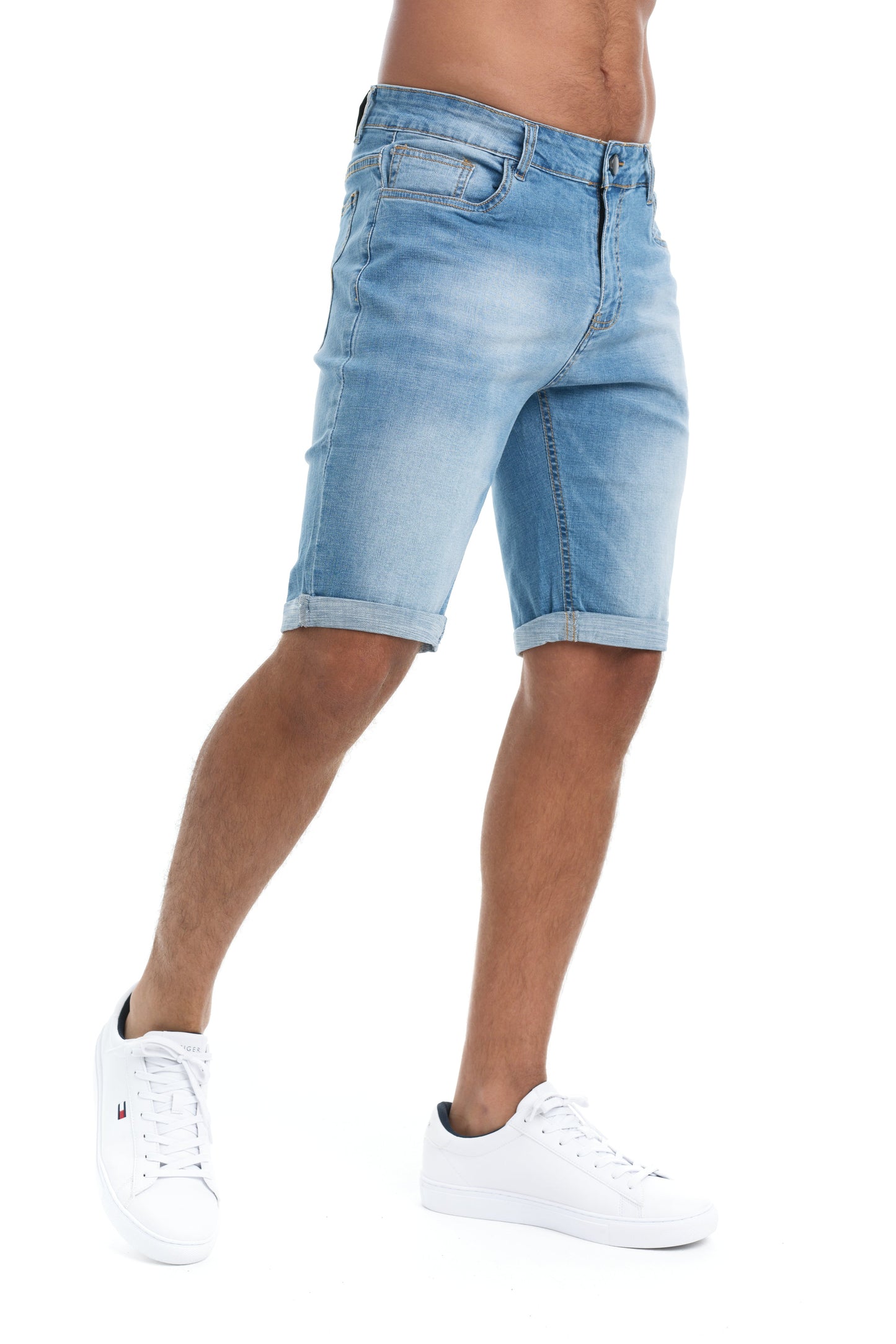 Bravo - Heren slim-fit denim short met omgeslagen zoom