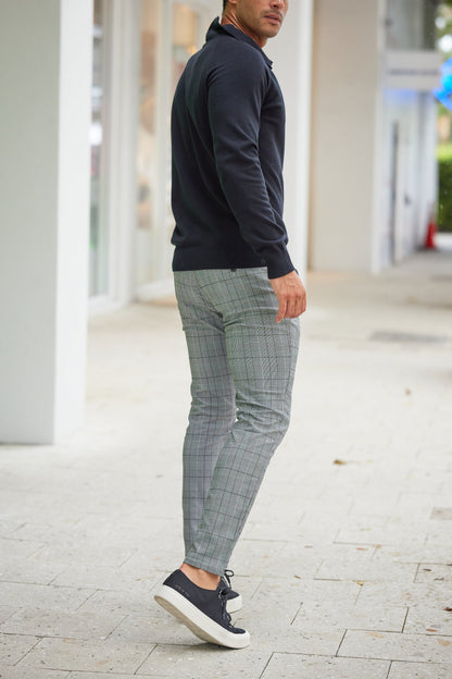 Romulus - Geruite slim-fit broek