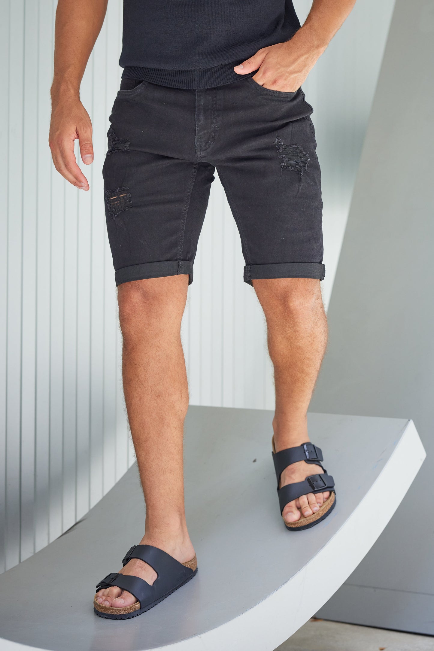 Burke - Verweerde denim shorts