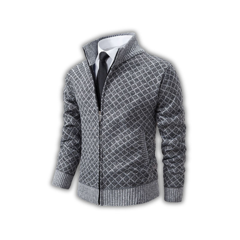 Carver - Ruitenpatroon zip-up sweater voor heren