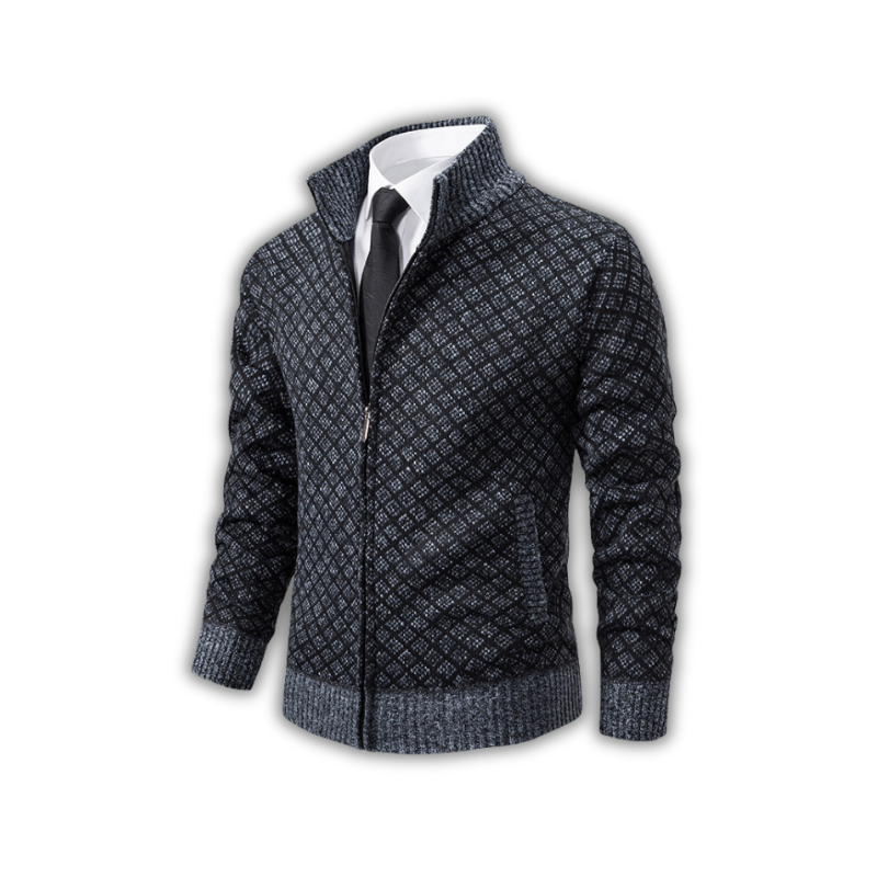 Carver - Ruitenpatroon zip-up sweater voor heren