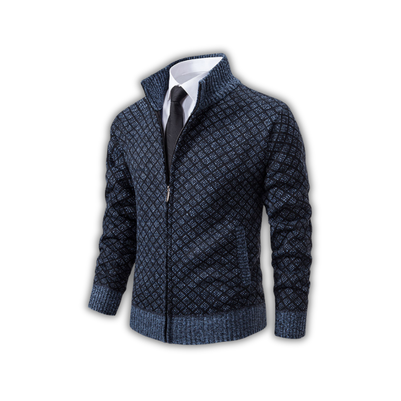 Carver - Ruitenpatroon zip-up sweater voor heren