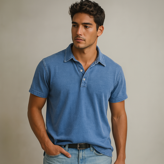 Dermot - Gewassen heren poloshirt met korte mouwen