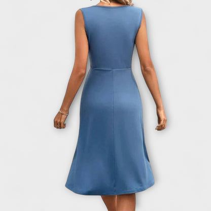 Berta - Dames midi jurk met wikkelhals en getailleerd bovenlijfje