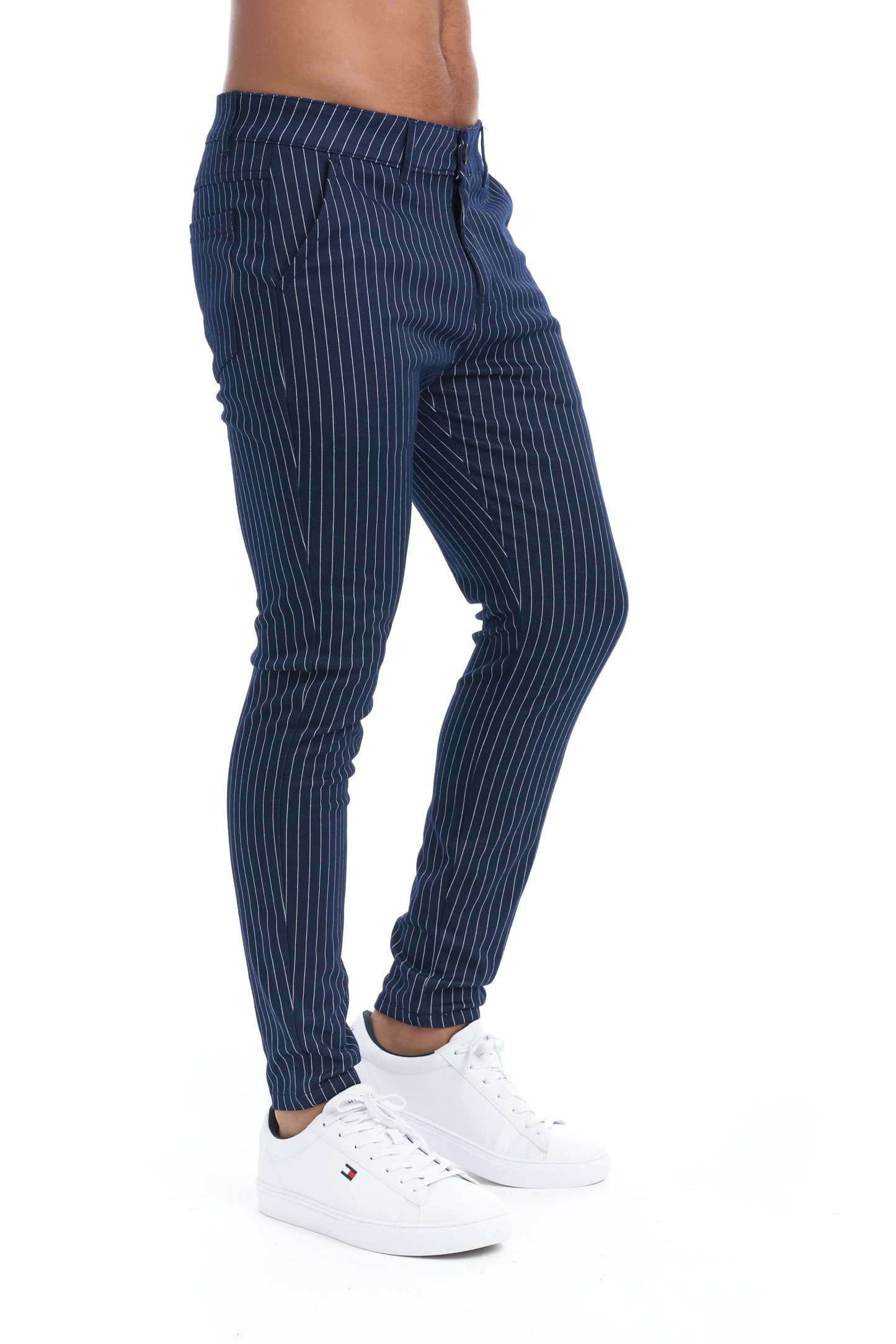 Deonte - Krijtstreep slim-fit broek