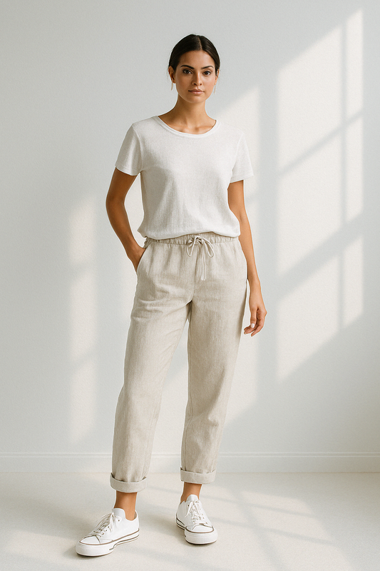 Farida | Linnen broek dames beige zwart groen wit blauw