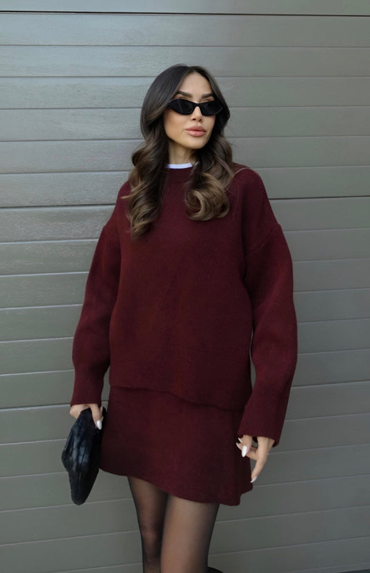 Angelika – Gebreide minirok met oversized trui voor dames