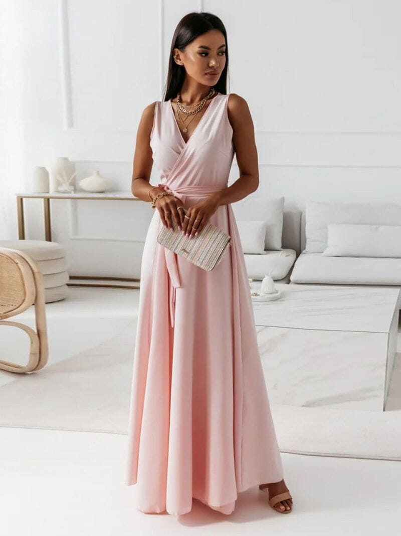 Yasmina - Wrap sleeveless maxi dress with v-neck