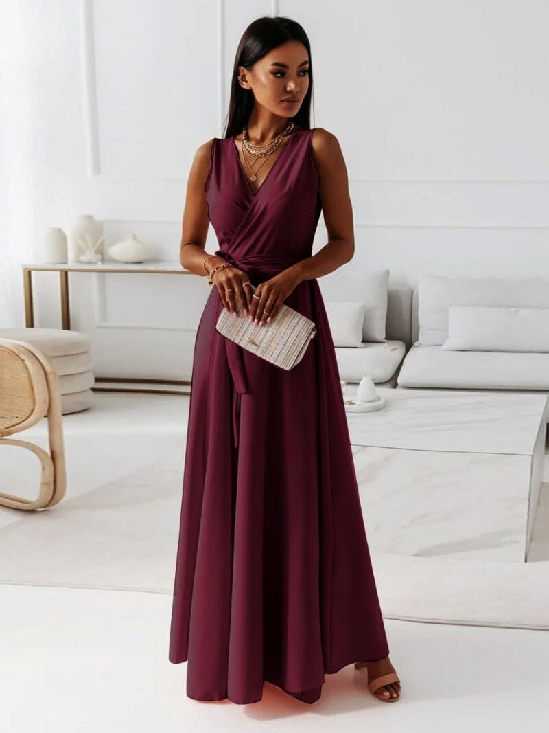 Yasmina - Wrap sleeveless maxi dress with v-neck