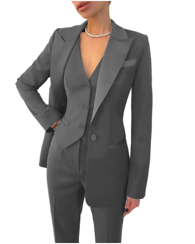Maddalena - Damespak met blazer, gilet en rechte pantalon