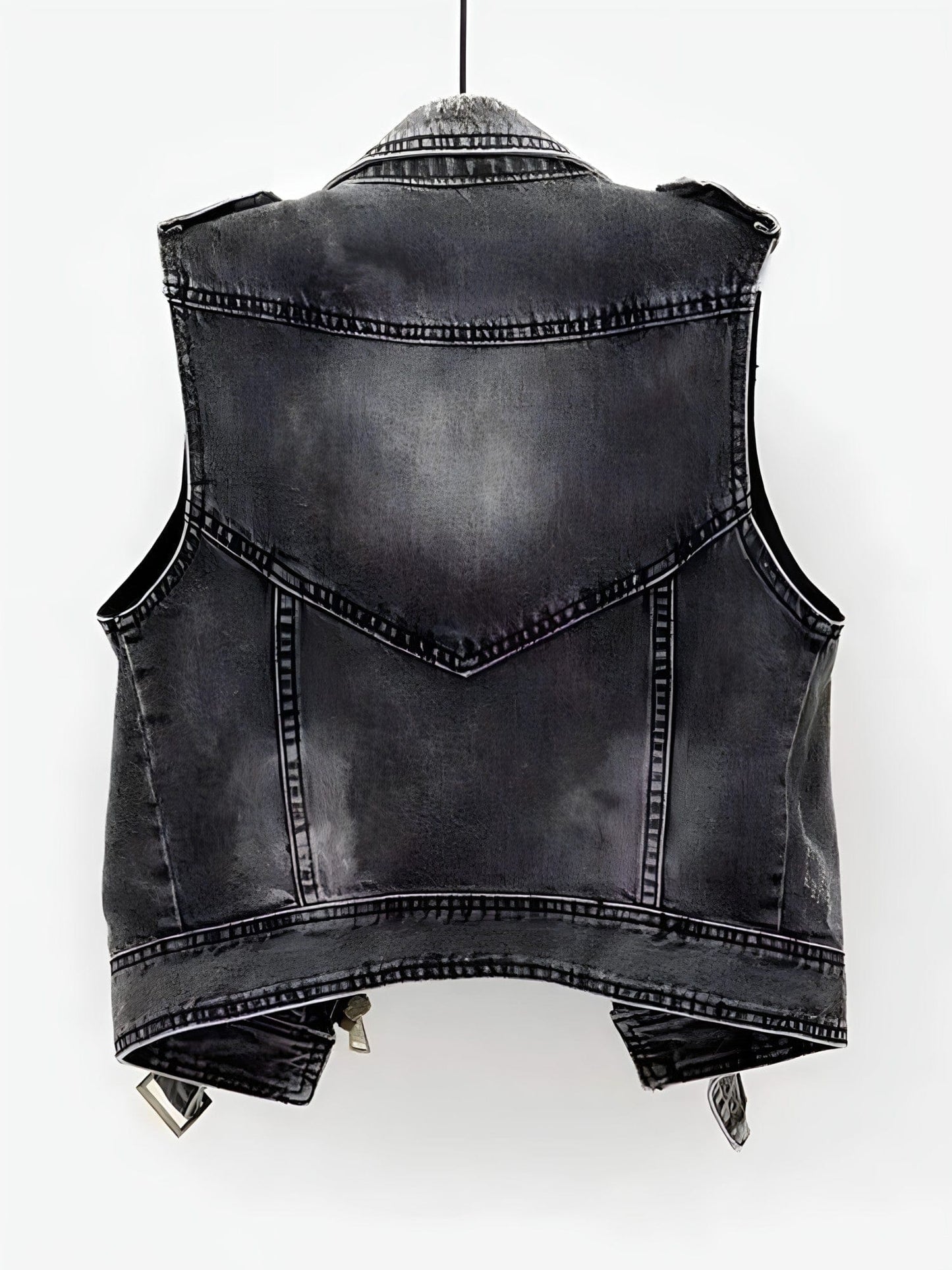 Jana - Dames biker gilet met ritsdetails en washed look