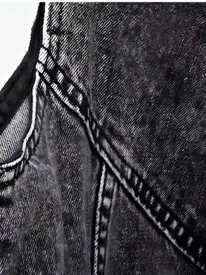 Jana - Dames biker gilet met ritsdetails en washed look