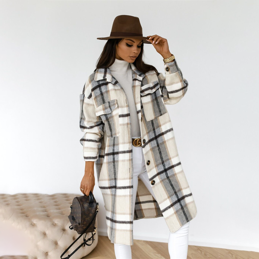 Letisha - Casual lange jas met knoopsluiting en oversized pasvorm