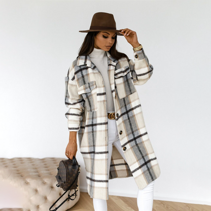 Letisha - Casual lange jas met knoopsluiting en oversized pasvorm