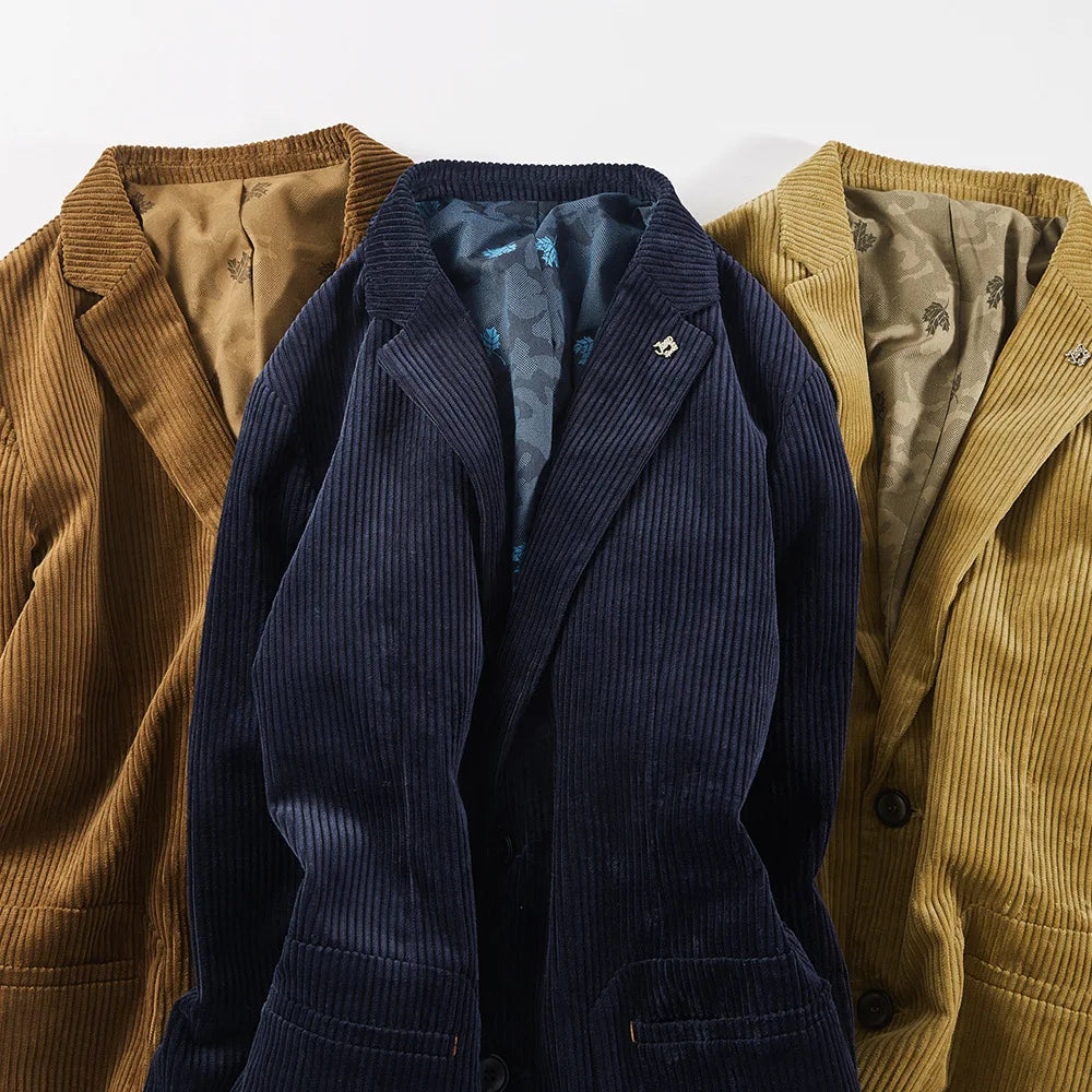 Teo - Corduroy blazer met gebloemde voering voor heren