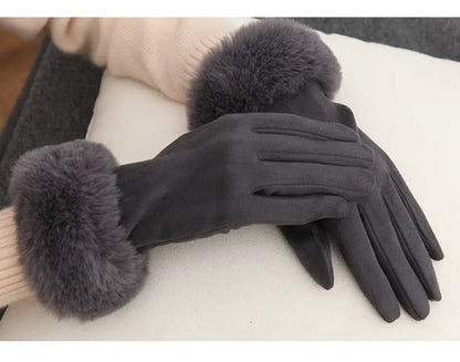 Cherry - Pluche gevoerde suède handschoenen voor dames