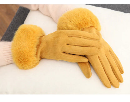 Cherry - Pluche gevoerde suède handschoenen voor dames