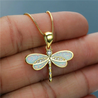 Libelle Dragonfly | halsketting dames goud opaal