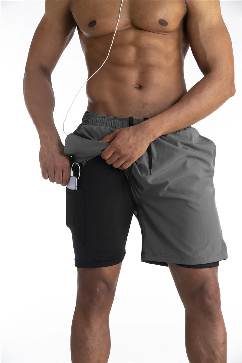 Giovanni - Sportshort voor heren met geïntegreerde legging en zijvak